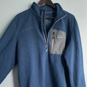 LL Bean Blue Quarter-Zip Pullover Fleece size Large